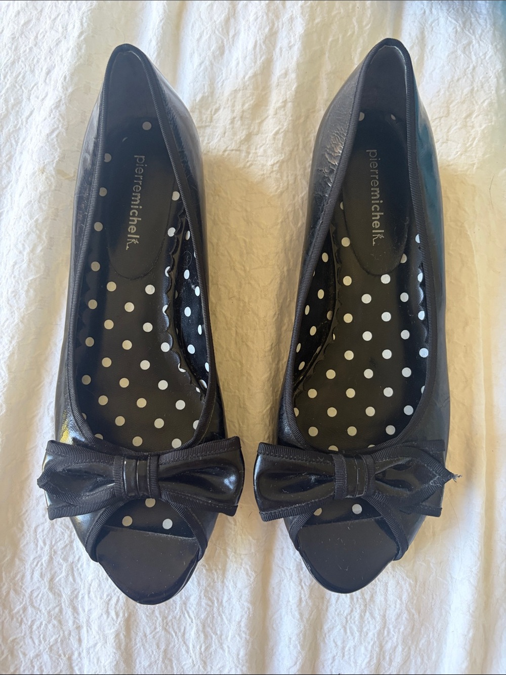 Black Bow Peep Toe Flats